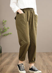 Simple Khaki Trousers Slim Spring elastic waist Wardrobes Pant - SooLinen