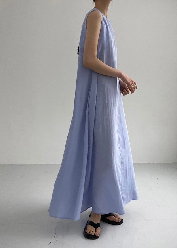 Simple Light Blue Solid Maxi Dresses Summer
