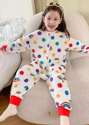 Simple Little Bear Print Zip Up Cotton Kids Pajamas Jumpsuits Spring