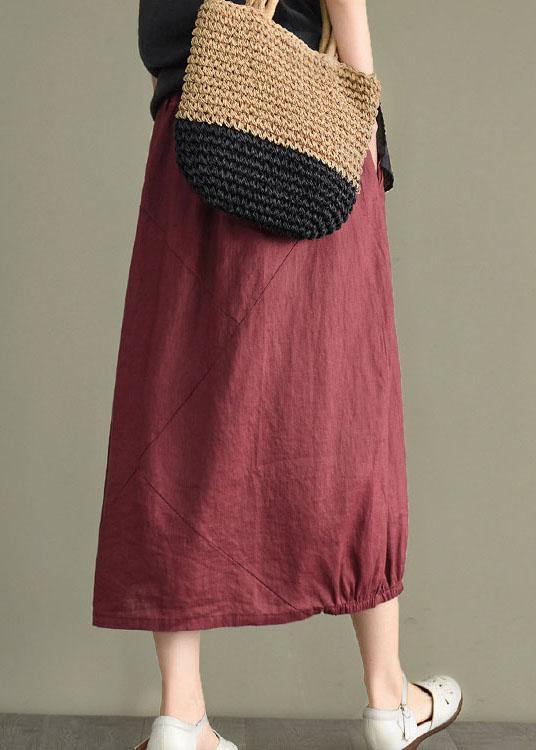 Simple Mulberry Retro Patchwork Pockets Summer Linen Skirt - SooLinen