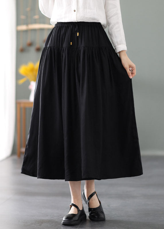 Simple Mulberry tie waist wrinkled Cotton Skirts Spring