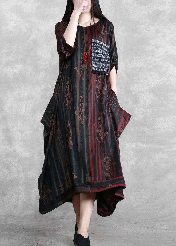 2021 Asymmetric Dresses Print Robes Spring Dresses Gown - SooLinen