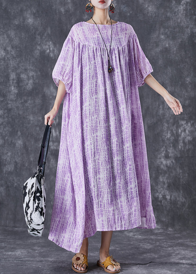 Simple Purple Oversized Exra Large Hem Linen Dress Summer