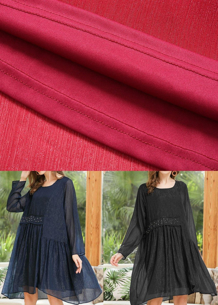 Simple Red Asymmetrical Design Chiffon Summer Dress - SooLinen