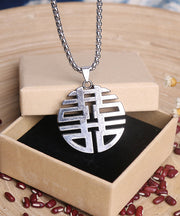 Simple Silk Sterling Silver Graphic Pendant Necklace