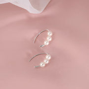 Simple Silk Sterling Silver Pearl Hoop Earrings