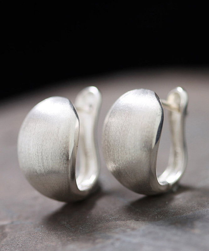 Simple Silk Sterling Silver Stud Earrings