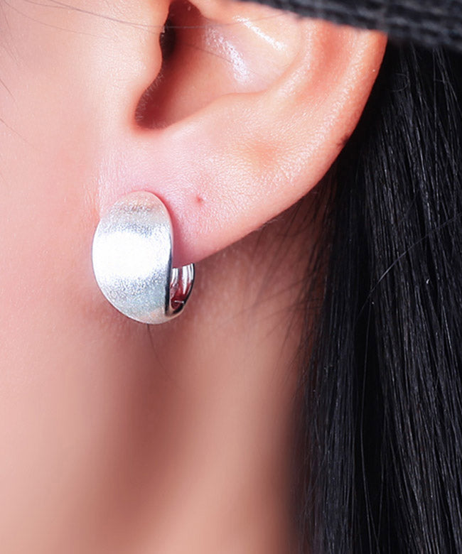 Simple Silk Sterling Silver Stud Earrings