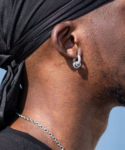 Simple Silk Sterling Silver Zircon Hoop Earrings