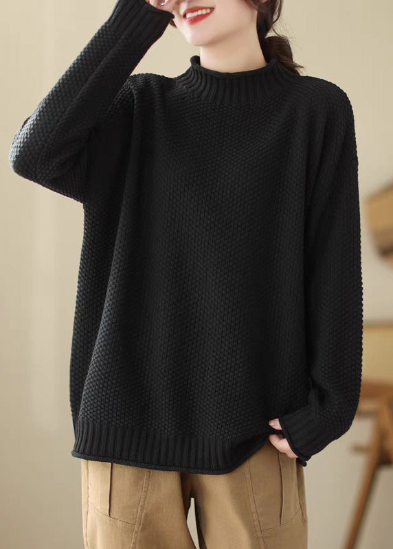 Simple Versatile Purple Loose Thick Knit Sweater Tops Winter