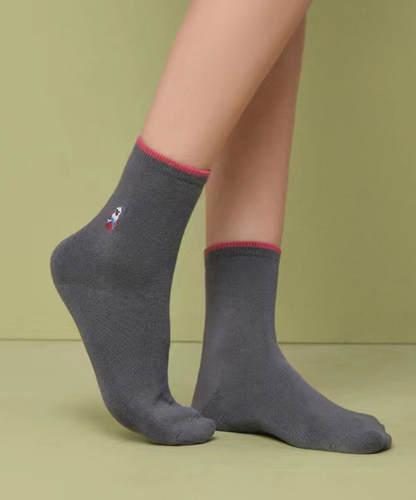 Simple Warm Animal Jacquard Cotton Mid Calf Socks