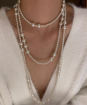 Simple White Pearl Graduated Bead Necklace