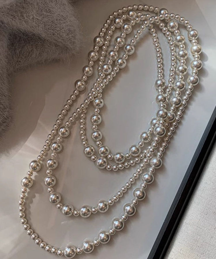 Simple White Pearl Graduated Bead Necklace