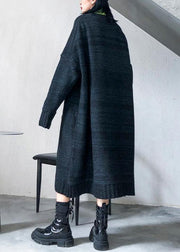 Simple big pockets Sweater fall dress DIY black Tejidos knitted dress - SooLinen