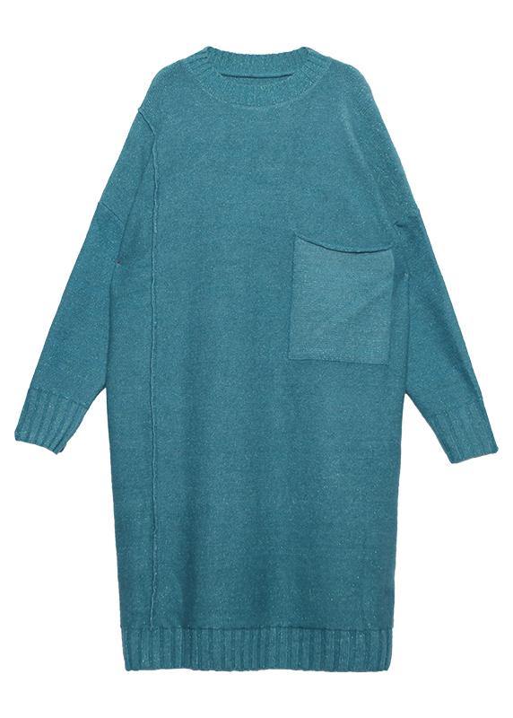 Simple big pockets Sweater fall dress DIY black Tejidos knitted dress - SooLinen