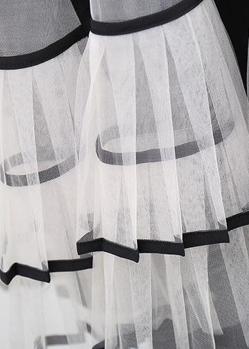 Simple black cotton clothes big hem Maxi patchwork shirt Dress - SooLinen
