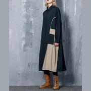 Einfaches schwarzes Baumwoll-Tunika-Oberteil 2019 Shape Patchwork A-Linien-Kleider