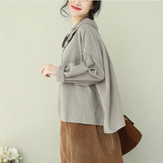 Simple gray clothes For Women Indian pattern Ruffles Dresses tops