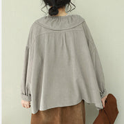 Simple gray clothes For Women Indian pattern Ruffles Dresses tops