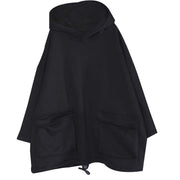 Simple hooded drawstring spring shirts women black tops - SooLinen