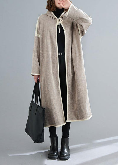 Simple striped  tunic coats Outfits hooded patchwork coat - SooLinen
