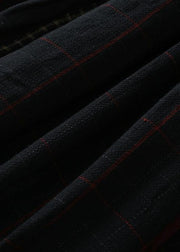 Simple v neck asymmetric linen dresses Wardrobes red patchwork black Dresses fall - SooLinen