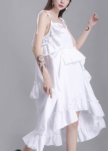 Simple white Cotton dress sleeveless daily summer Dresses - SooLinen