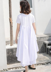 Simple white cotton Long Shirts low high design summer top - SooLinen