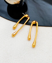 Skinny Gold Copper Overgild Long Stud Earrings