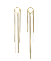 Skinny Gold Copper Overgild Tassel Drop Earrings
