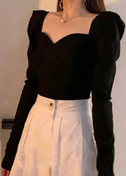 Slim Fit Black Solid Asymmetrical Cotton T Shirt Long Sleeve