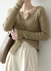 Slim Fit Coffee Patchwork Button Knit Cardigans Spring