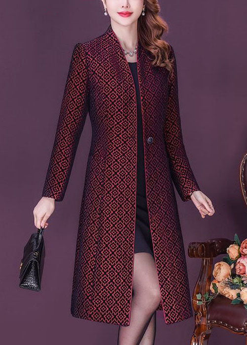 Slim Fit Mulberry Stand Collar Jacquard Spandex Trench Long Sleeve