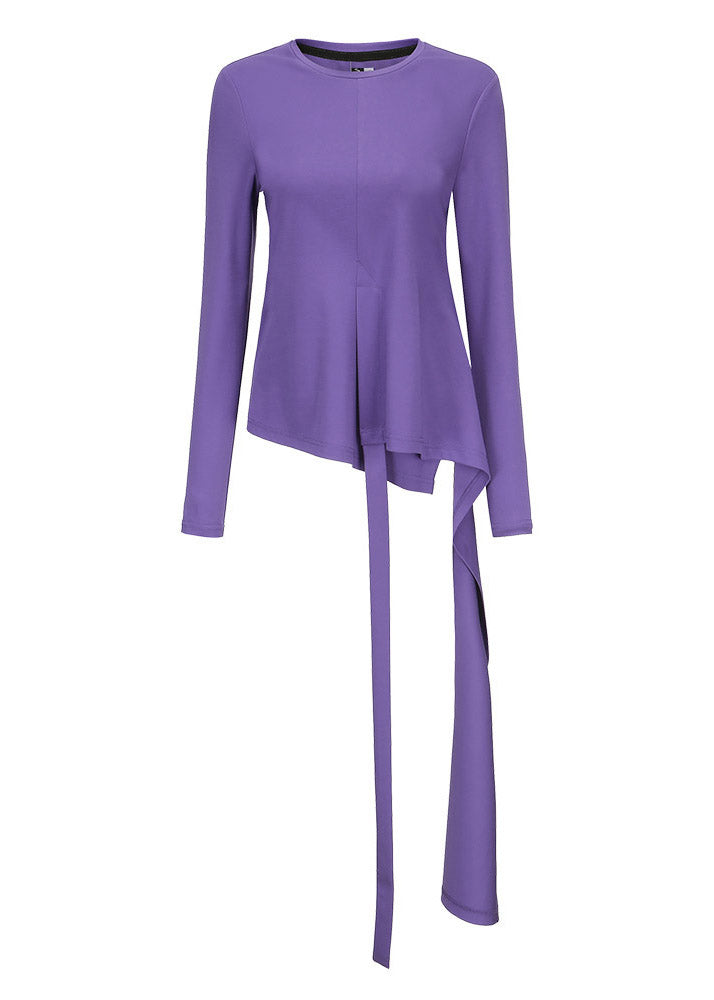 Slim Fit Purple Asymmetrical Design Maxi T Shirt Fall