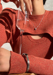 Slim Fit Red O-Neck Asymmetrical Wraped Knit Sweater Long Dress Long Sleeve