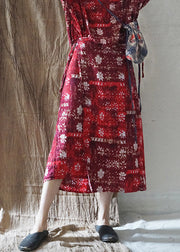Slim Fit Roter Taillenaufdruck mit asymmetrischem Design Baumwollrock Frühling