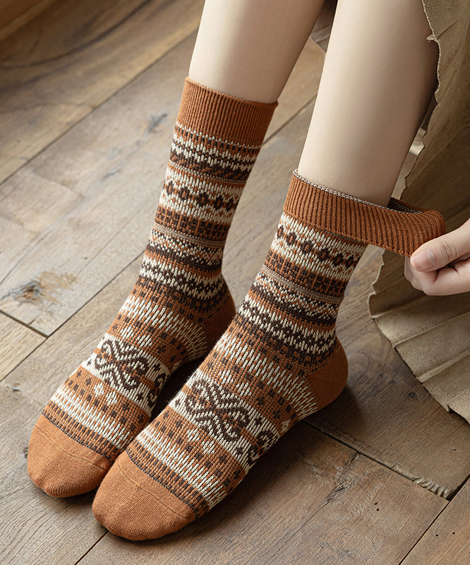 Spring And Autumn Simple British Striped Warm Mid Calf Socks
