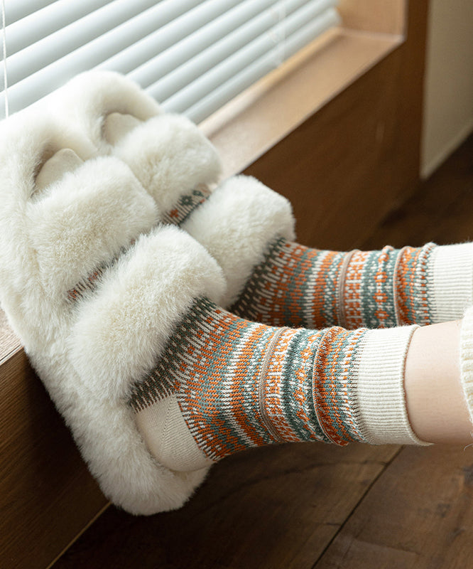 Spring And Autumn Simple British Striped Warm Mid Calf Socks
