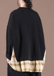 Spring Black Patchwork Sweatshirt Streetwear - SooLinen