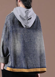 Spring Fitted Blue Oriental Collar Coat - SooLinen