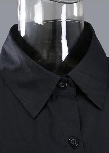 Spring Plus Size Woman Black Shirt Circle Patterns Printed Dresses - SooLinen