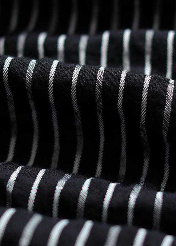 Street Black Striped zippered Pockets Fall Jacket Long sleeve