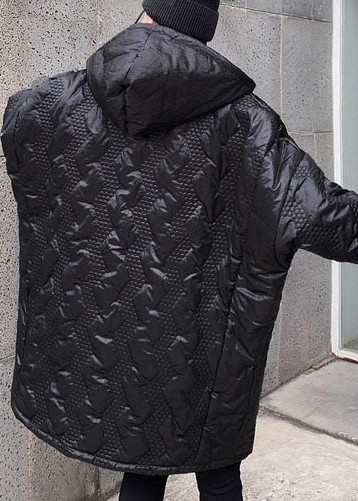Street Black Kapuzentaschen mit Reißverschluss Wintermäntel