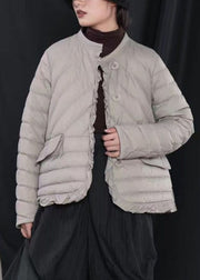 Street Khaki Lässige geknöpfte Winter-Daunenjacke mit Rüschen