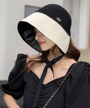 Style Beige Black Patchwork Neck TIie Bucket Hat