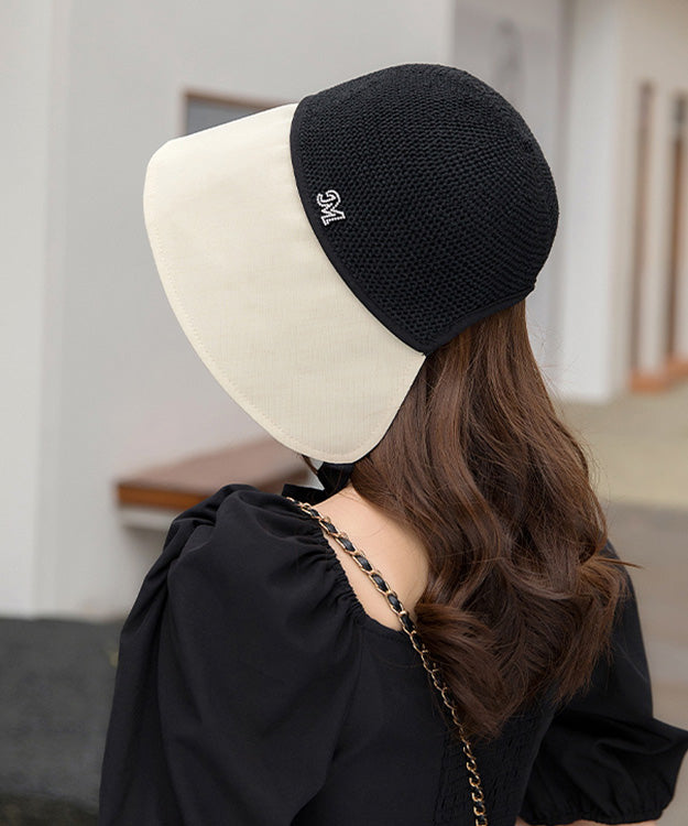 Style Beige Black Patchwork Neck TIie Bucket Hat