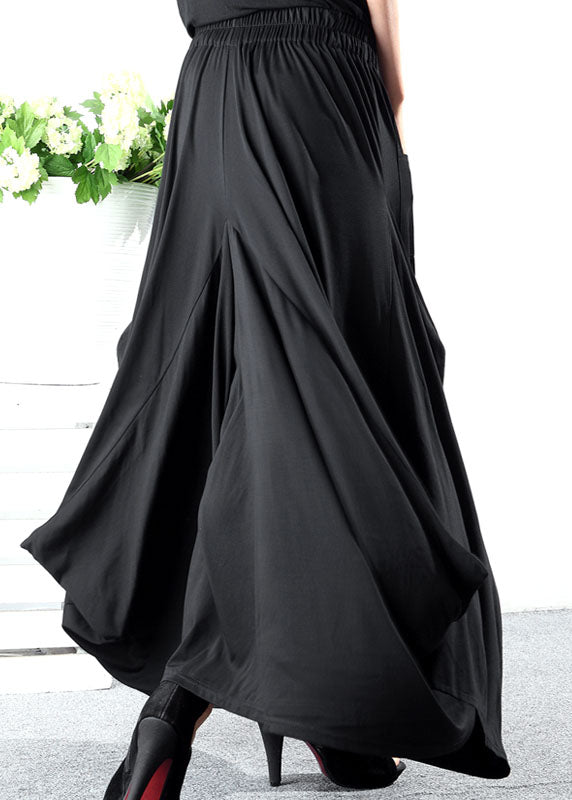 Stil Schwarze asymmetrische Taschen Baumwolle Freizeithose Frühling