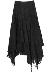 Style Black High Waist side open Summer Skirt - SooLinen