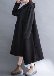 Stil Schwarze Patchwork-Taschen Warme Fleece-Urlaubskleider Winter