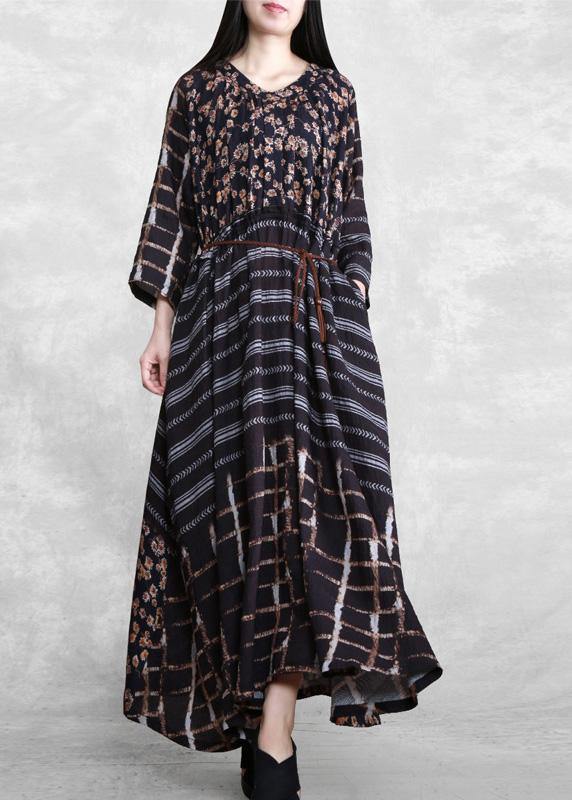 Style Black Print Long Maxi Dress - SooLinen